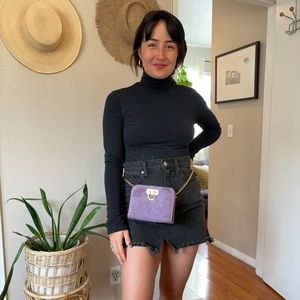 Salvatore Ferragamo Gancini Lavender Suede Mini Crossbody